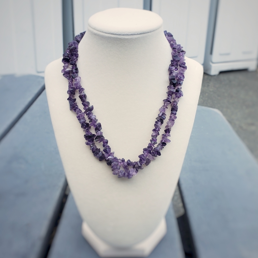 Double Strand Amethyst Chip Necklace